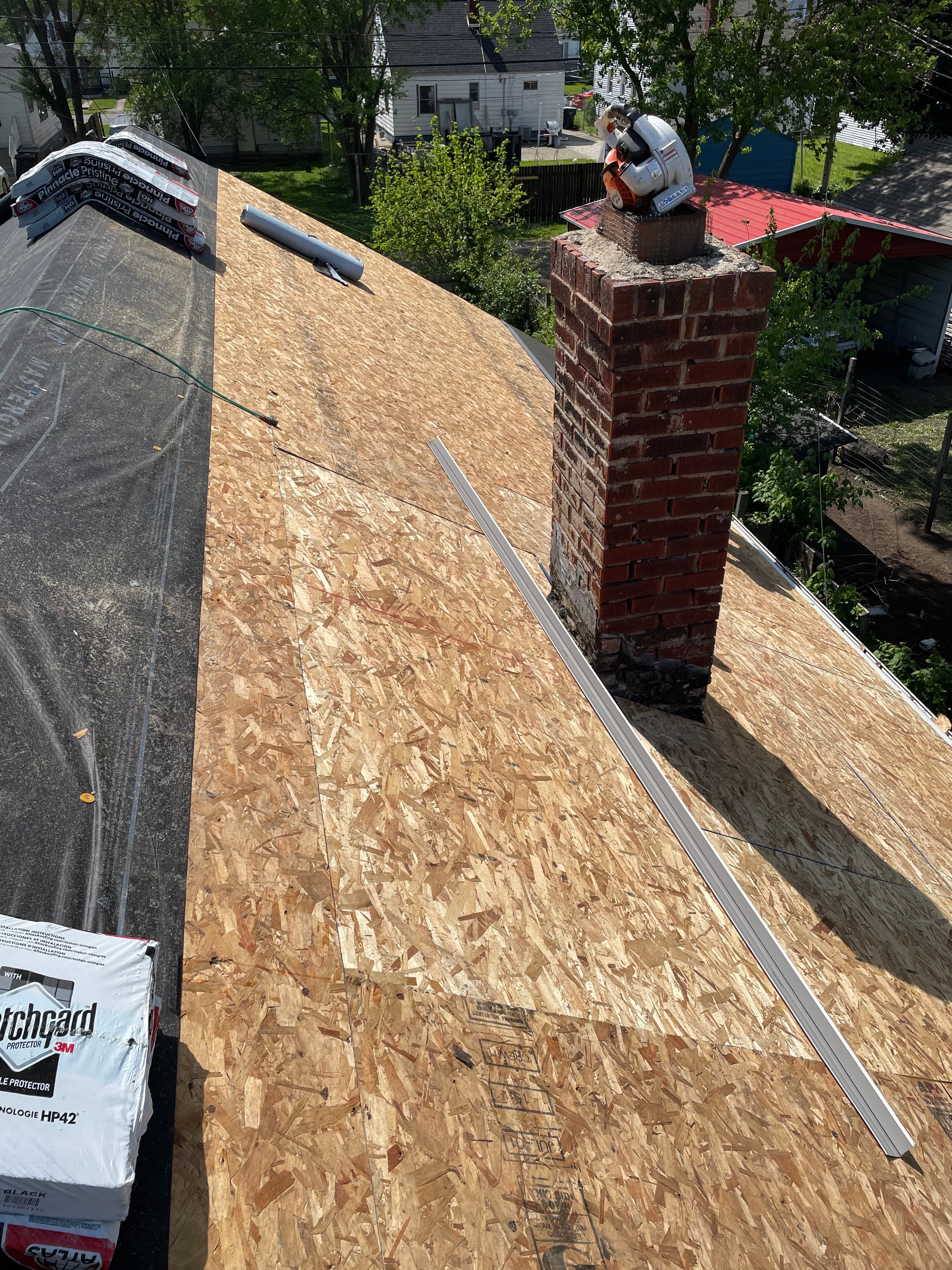 Aerial view of finished shingles