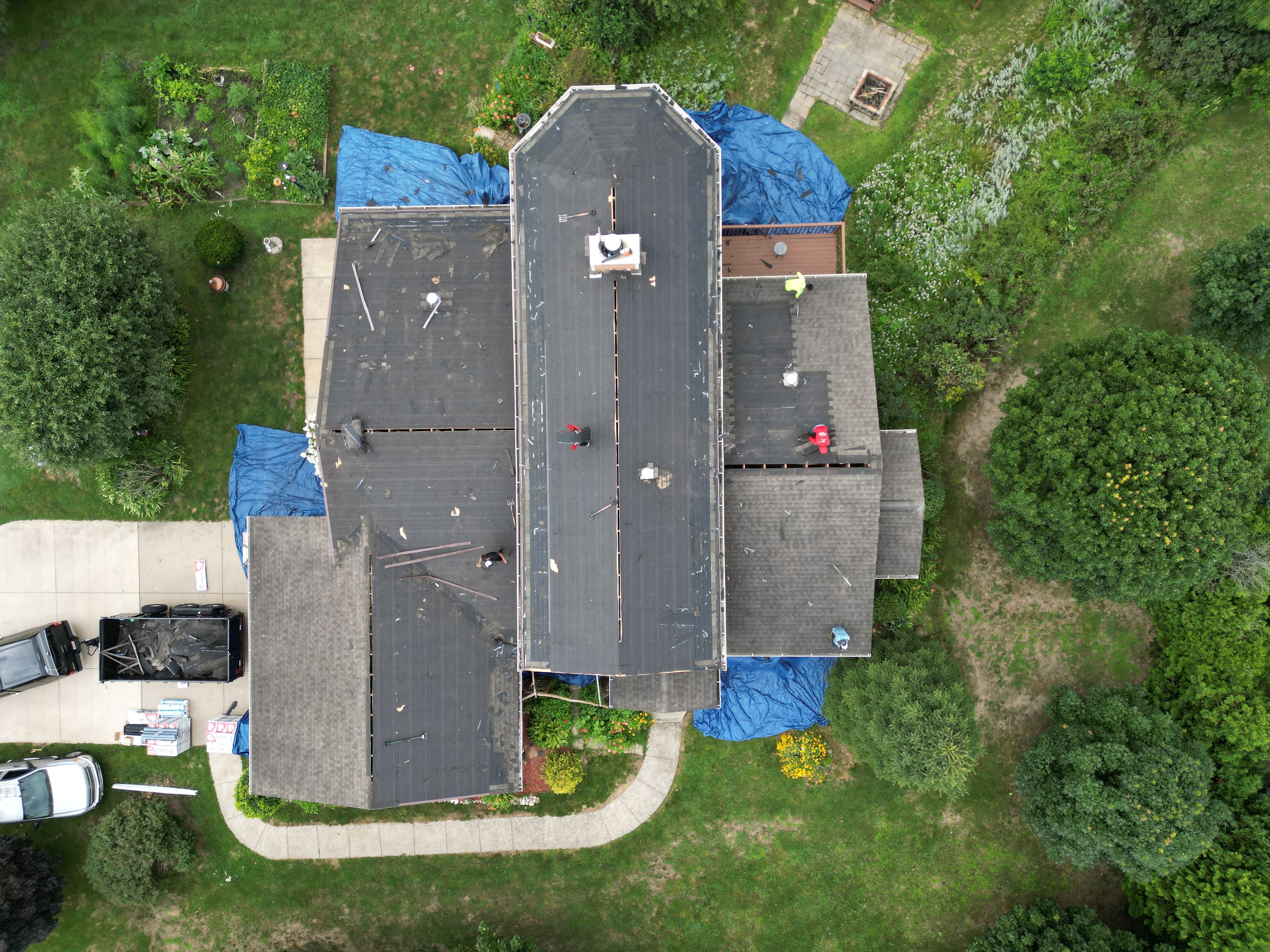 Drone view of roofing project
