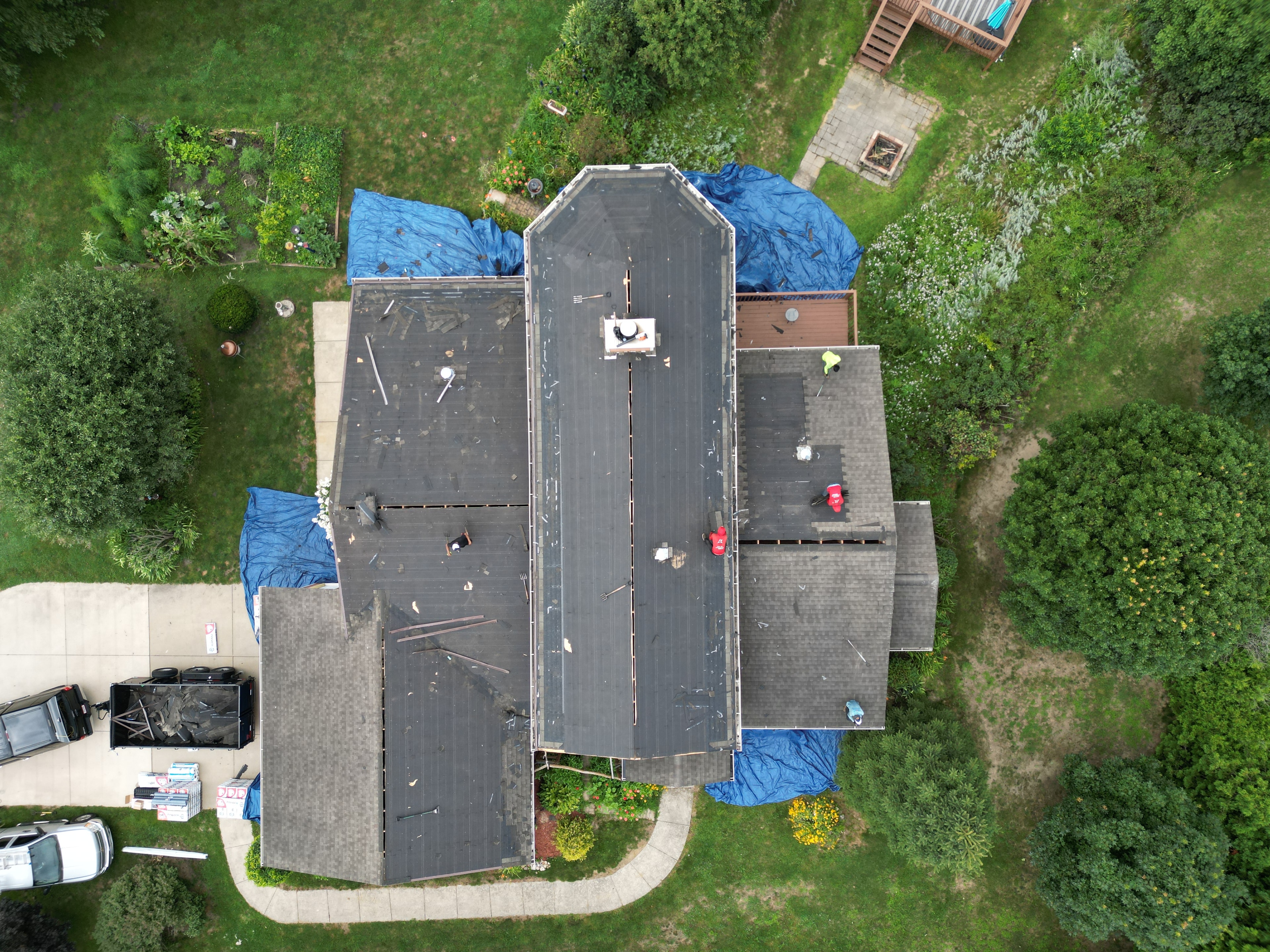 Aerial photo of completed roof